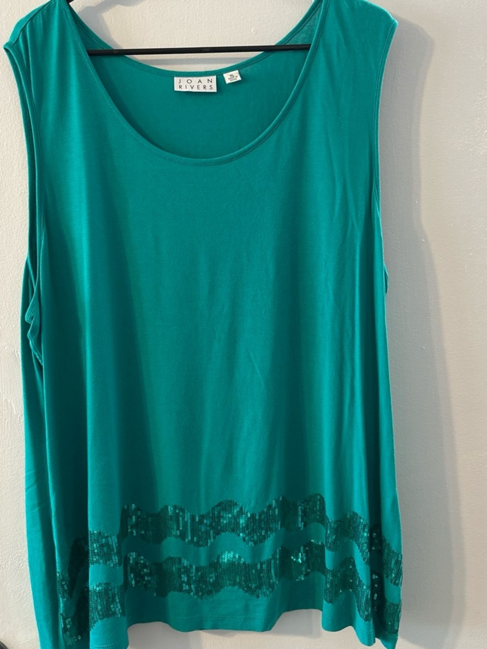 Joan Rivers Teal Sleeveless Tank with Sequin Hem